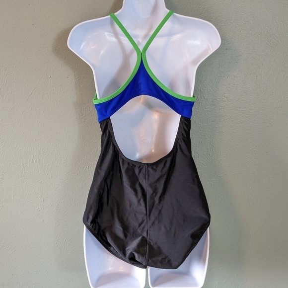 Catalina Black Blue Racerback Colorblock One Piece Swim Size M - Picture 3 of 10